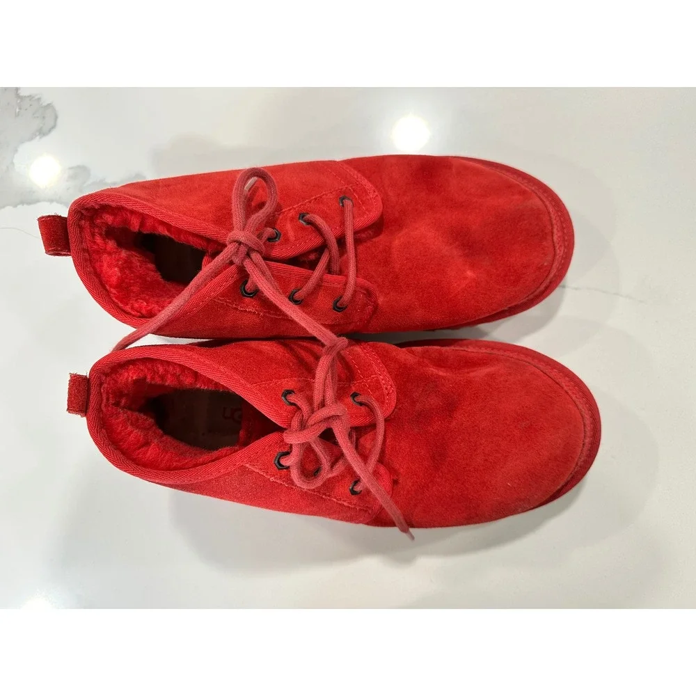 UGG Neumel Chukka Boots Red Suede Fur‎ Lined Men's Size 9